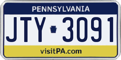 PA license plate JTY3091