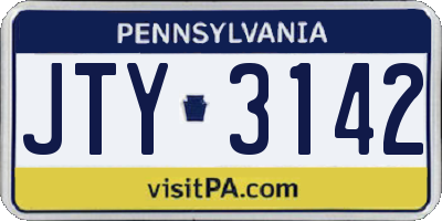 PA license plate JTY3142