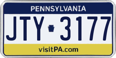 PA license plate JTY3177