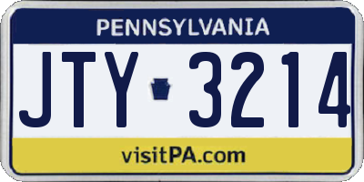 PA license plate JTY3214