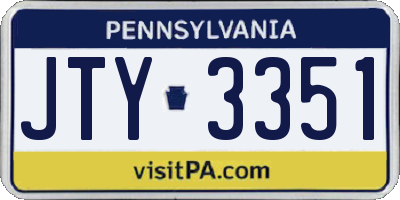 PA license plate JTY3351