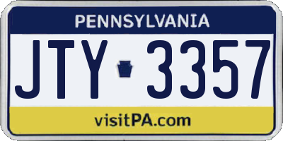 PA license plate JTY3357