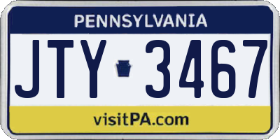 PA license plate JTY3467
