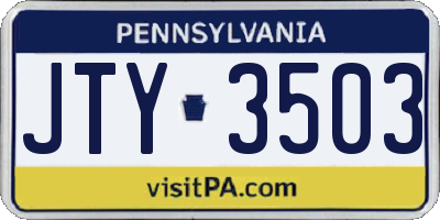 PA license plate JTY3503