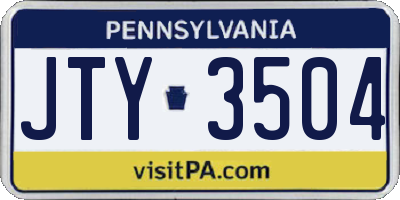 PA license plate JTY3504
