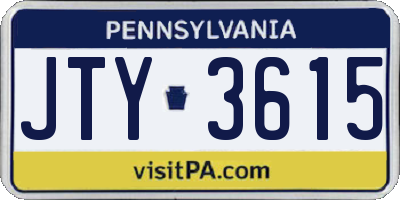 PA license plate JTY3615