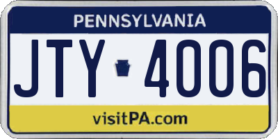 PA license plate JTY4006