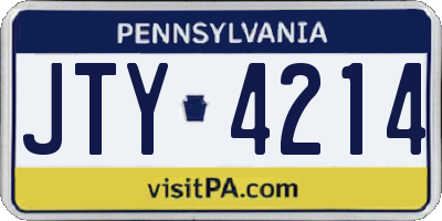 PA license plate JTY4214