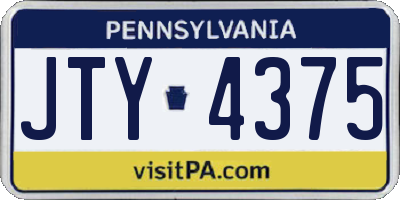 PA license plate JTY4375