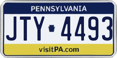 PA license plate JTY4493