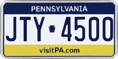 PA license plate JTY4500