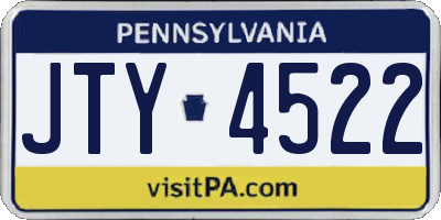PA license plate JTY4522