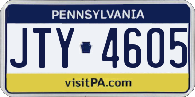 PA license plate JTY4605