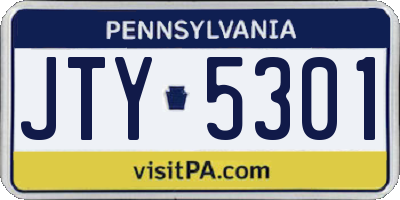 PA license plate JTY5301