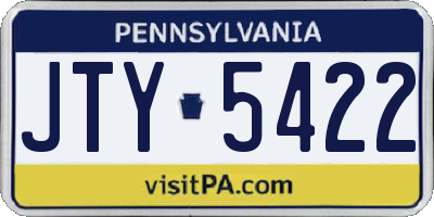 PA license plate JTY5422