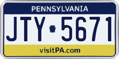 PA license plate JTY5671