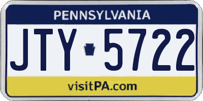 PA license plate JTY5722