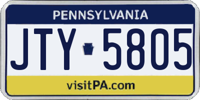 PA license plate JTY5805