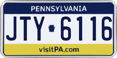 PA license plate JTY6116