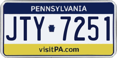 PA license plate JTY7251