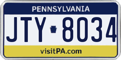 PA license plate JTY8034