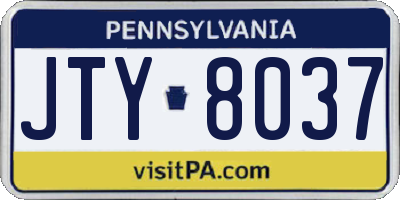 PA license plate JTY8037