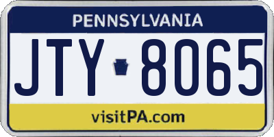 PA license plate JTY8065