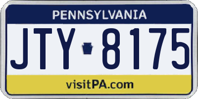 PA license plate JTY8175