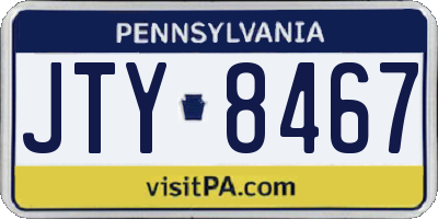 PA license plate JTY8467