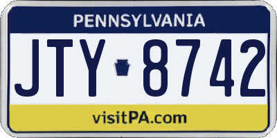 PA license plate JTY8742