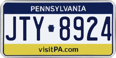 PA license plate JTY8924