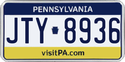 PA license plate JTY8936