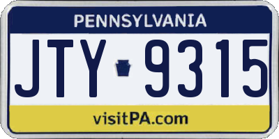PA license plate JTY9315