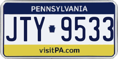 PA license plate JTY9533