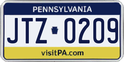 PA license plate JTZ0209