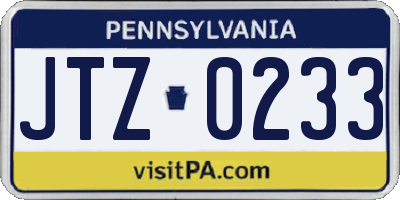 PA license plate JTZ0233