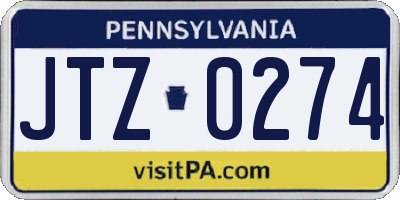 PA license plate JTZ0274