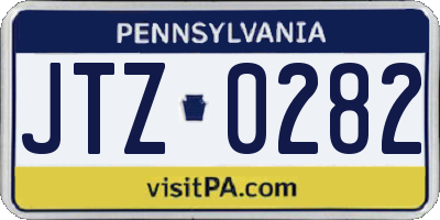 PA license plate JTZ0282