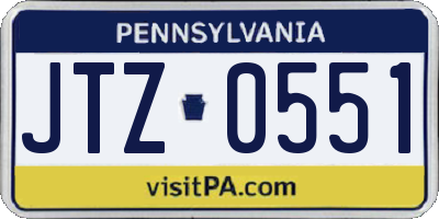 PA license plate JTZ0551