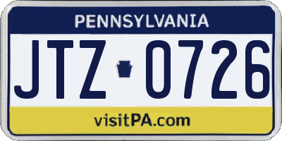 PA license plate JTZ0726