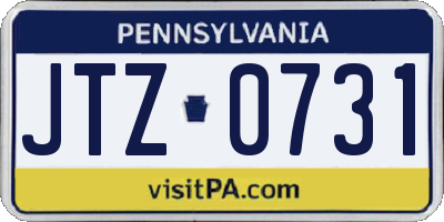 PA license plate JTZ0731
