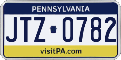 PA license plate JTZ0782