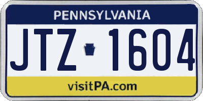 PA license plate JTZ1604