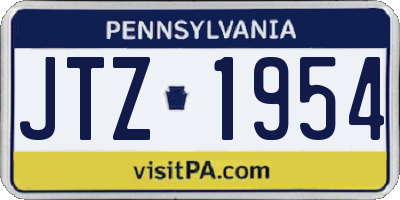 PA license plate JTZ1954