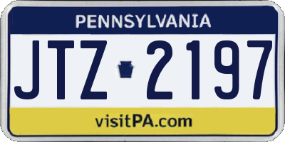 PA license plate JTZ2197