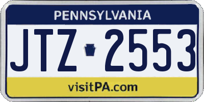 PA license plate JTZ2553