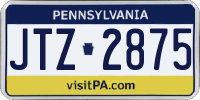 PA license plate JTZ2875