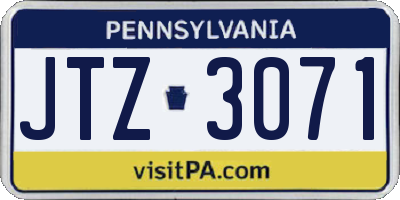 PA license plate JTZ3071