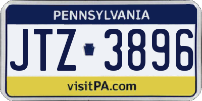 PA license plate JTZ3896