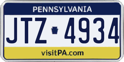 PA license plate JTZ4934